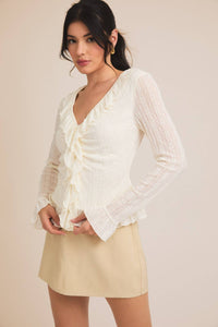 Button Up Ruffle Lace Top