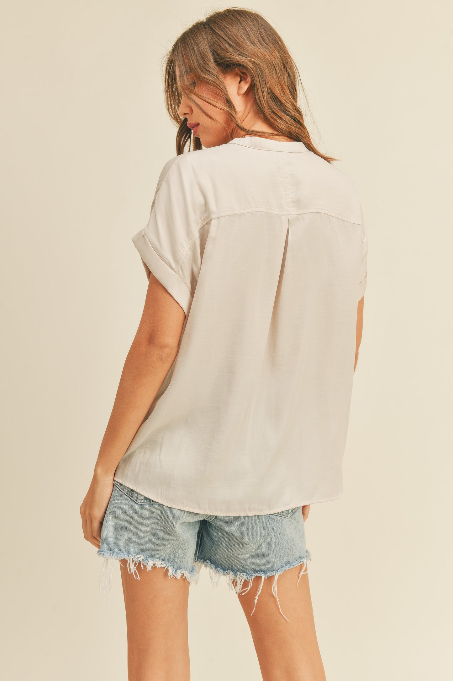 V-Neck Short Sleeve Blouse