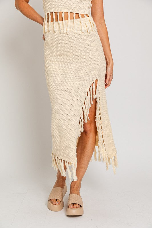 Tassel Sweater Midi Skirt