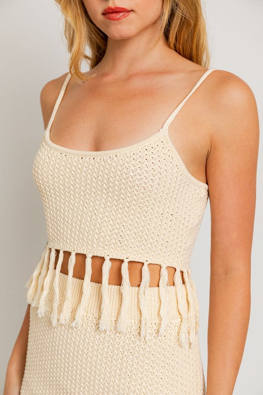 Tassel Sweater Crop Top