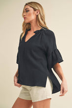 Load image into Gallery viewer, Tes 3/4 Sleeve Ruffle Top