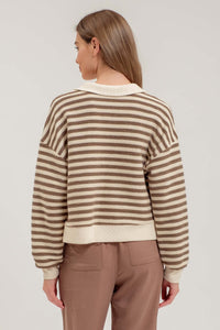 Striped Polo Knit Top