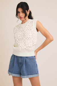 Sleeveless Crochet Knit Top