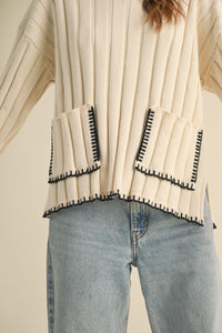 Wide Ribbed Stitch Detail Sweater