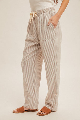 Cuffed Hem Striped Pants