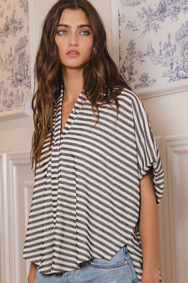 Dolman Sleeve Striped Top