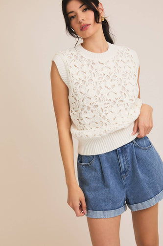 Sleeveless Crochet Knit Top