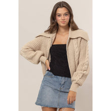 Load image into Gallery viewer, Chunky Cable Knit Zip-Front Sweater