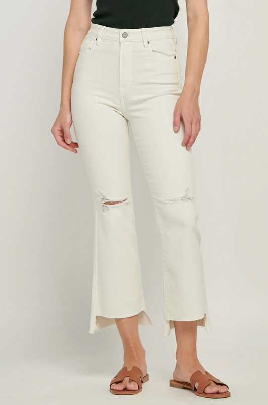 Sea Salt Color Step Hem Cropped Flare