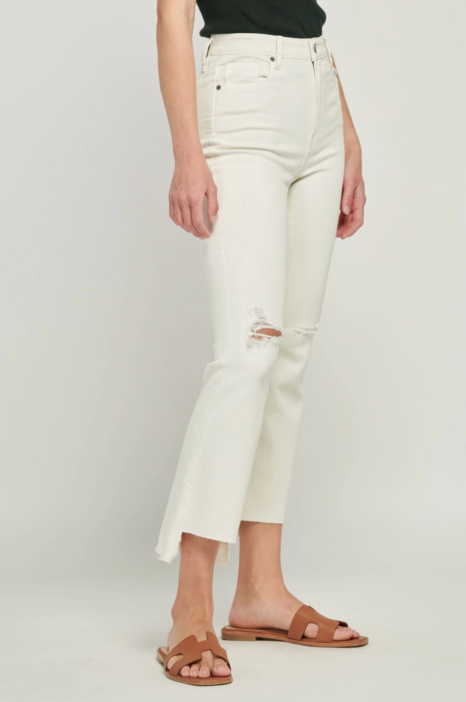 Sea Salt Color Step Hem Cropped Flare