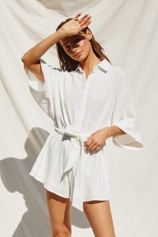 Venice Button Up Collared Romper