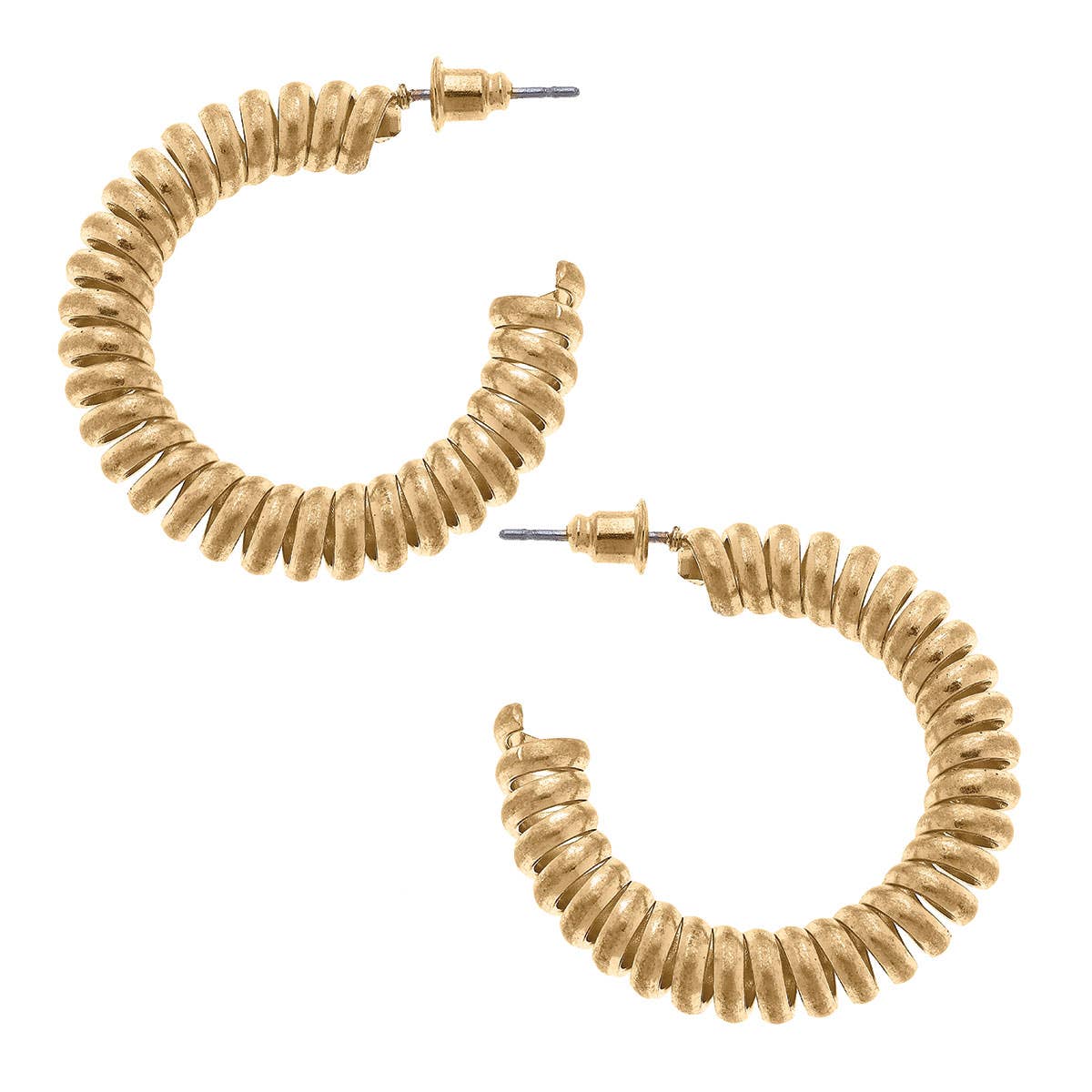 Thea Coiled Hoop Earrings in Worn Gold