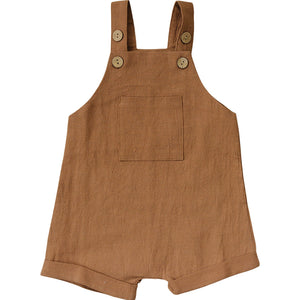 Camel Linen Short Overalls