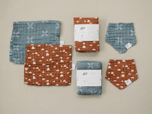Load image into Gallery viewer, Blue X Burp Cloth Freshly Picked + Mebie Baby