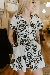 Floral Print Linen Button Dress
