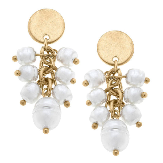 Sarabeth Pearl Cluster Drop Earrings in Ivory