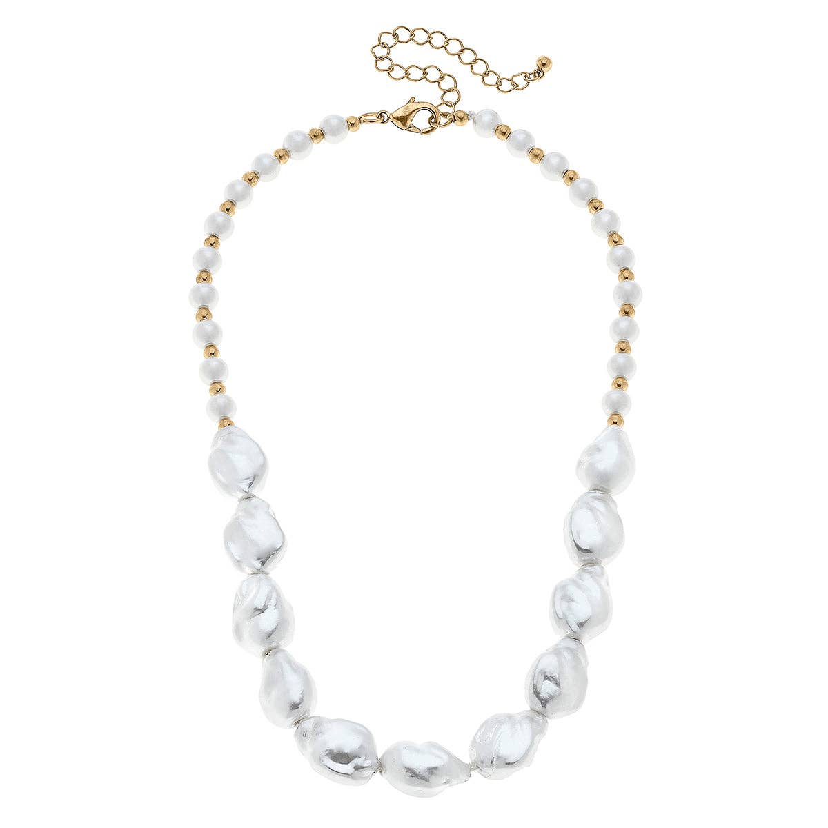 Summer Baroque Pearl & Seed Bead Necklace in Ivory